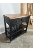 One Design Tekerlekli Mutfak Tezgahı Çekmeceli Raflı Kahve Bangosu Sunum Standı 75X100X45 - 4