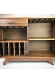 Mywoodteks Ahşap Bar Dolabı - Modern Şerit Detaylı, Şarap Ve Bardak Saklama Ünitesi - 6