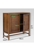 One Design Hasır Vitrin Hazeran Gümüşlük Doğal Ahşap Vitrin - 3