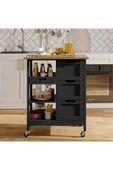 Varsthree 3 Çekmeceli Ve 3 Depolama Raflı Tekerlekli Modern Mutfak Arabası thumbnail 1