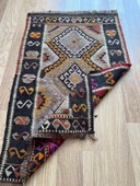 58x90 cm El Dokuma Renkli Küçük Antik Halı, Vintage Tutkunları için Anadolu Yün Halısı - 10