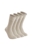 Elchee wear  Vegan Ve Organik Bej Bambu Unisex Oversize, Büyük Beden Çorap 4 Çift 45-48 thumbnail 3