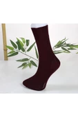 Özge  6'lı Premium Bambu Soket Çorap - Bordo - Kutulu thumbnail 4
