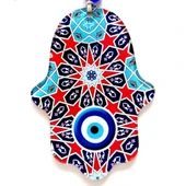 Yıldız Ve Nazar Boncuğu Desenli Fatma Ana Bereket Eli Füzyon Cam Duvar Süsü - 1