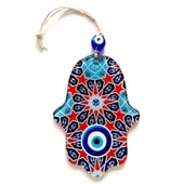 Yıldız Ve Nazar Boncuğu Desenli Fatma Ana Bereket Eli Füzyon Cam Duvar Süsü - 2