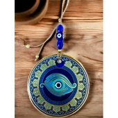 Altın İşlemeli Balık Gözlü Nazar Boncuklu Duvar Süsü - 2