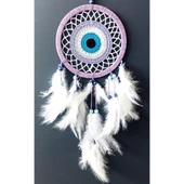Nazar Boncuğu Motifli Lila Rengi Dream Catcher Düş Kapanı Duvar Süsü - 2