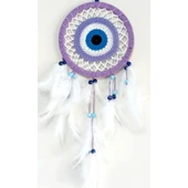 Nazar Boncuğu Motifli Lila Rengi Dream Catcher Düş Kapanı Duvar Süsü - 1