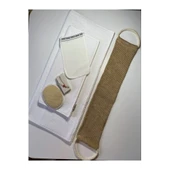 %100 Keten Sırt Lifi, Yüz Lifi, Kese, Ponza Taşı 1. Sınıf Baş Ve Vücut Havlusu 6lı Banyo Hamam Seti - 2