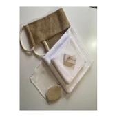 %100 Keten Sırt Lifi, Yüz Lifi, Kese, Ponza Taşı 1. Sınıf Baş Ve Vücut Havlusu 6lı Banyo Hamam Seti - 1