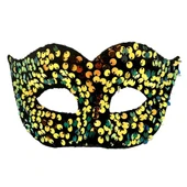 Altın Renk Pul Payet İşlemeli Balo Maskesi - 2