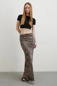 Leopar Desenli Verev Etek Bej - 1