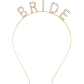 Altın Gold Renk Bekarlığa Veda Kristal Taş Bride Tacı İthal - 3