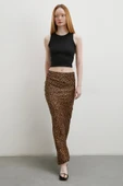 Leopar Desenli Verev Etek Kahve - 1