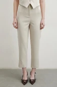 Önü Pensli Skinny Kumaş Pantolon Bej thumbnail 5