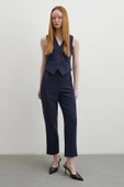 Önü Pensli Skinny Kumaş Pantolon Lacivert - 3