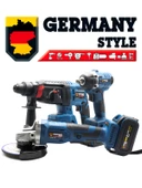 Germany Style 3 Lü Set Şarjlı Matkap Hilti 2-26mm 450nm Torklu Vidalama Somun Sıkma Şarjlı Taşlama - 2