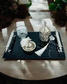 Vow Siyah Desenli Söz Tepsisi ve Damat Kahve Fincanı  BEYAZ-GÜMÜŞ - 3