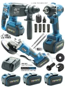 Germany Style 3 Lü Set Şarjlı Matkap Hilti 2-26mm 450nm Torklu Vidalama Somun Sıkma Şarjlı Taşlama - 1
