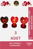 Yüksek Kalite Armağan Masa Yatak Odası Sevgi Aşk Temalı Işıklı Love Kalp 3'lü Set Aydınlatma thumbnail 1