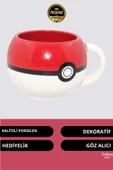 Deluxe Tasarım Dekoratif Estetik Armağan Sevgili Dost Aşk Arkadaş Porselen Pokemon Topu Kupa Bardak - 2