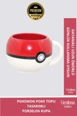 Deluxe Tasarım Dekoratif Estetik Armağan Sevgili Dost Aşk Arkadaş Porselen Pokemon Topu Kupa Bardak - 1