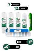 12 Aşamalı Su Arıtma Filtresi Seti - Sediment, Gac Karbon, Granül Karbon, Alkali ve Ph Artırıcı Filtre, Multi Mineral + Bağlantı Aparatları - 1