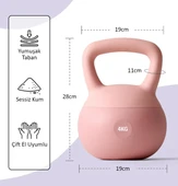 Valkyrie 4kg Soft Kettlebell Yumuşak Tabanlı Metal Kumlu  Ses Yapmaz Darbeye Dayanıklı Çift El Ağırlık - 4