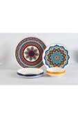 OMS 11159 - Tanzanite - 24 Parça, Etnik, Modern, Çağdaş Tasarımlı 1. Sınıf Porselen Yemek Takımı - 1