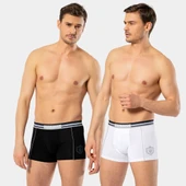 Cacharel Erkek 2'li Baskılı Boxer 1323/Beyaz-Siyah - 1