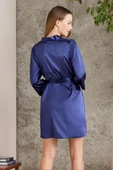 Pierre Cardin Saten Kısa Tek Sabahlık 1010 Lacivert - 3