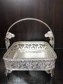 Gümüş Sepet Kristal Taşlı Çikolatalık Meyvelik LKM-252 - 1