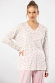 Empirme Patlı Battal Uzun Kollu Pijama Takım 3366/Pembe - 10