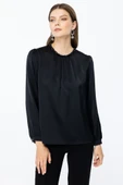 Ekol Minimalist Uzun Kol Saten Bluz - Günlük & Ofis - 4