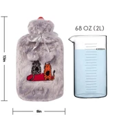 Biggdesign Cats Gri Peluş Sıcak Su Torbası, Yumuşak Kılıf, 2 L, Kedili Tasarım, 20x35, Su Sızdırmaz - 12