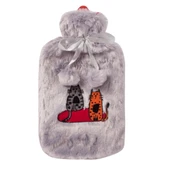 Biggdesign Cats Gri Peluş Sıcak Su Torbası, Yumuşak Kılıf, 2 L, Kedili Tasarım, 20x35, Su Sızdırmaz - 8
