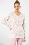 Empirme Patlı Battal Uzun Kollu Pijama Takım 3366/Pembe - 8