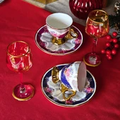 Naomi 2 Kişilik Kahve Fincanı Takımı - 90 ml (Mavi-Kırmızı) - 4