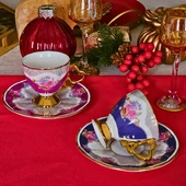Naomi 2 Kişilik Kahve Fincanı Takımı - 90 ml (Mavi-Kırmızı) - 1