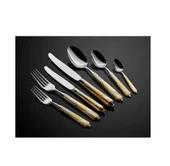 Lamedore Embossed Yarım Gold 89 Parça Çatal Bıçak Seti 1CHJ-003G - 1