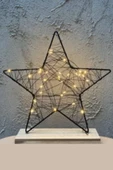 Yıldız Şekilli Ahşap Standlı LED Dekor Lamba – Işıklı Metal Çerçeve, Büyük Boy, Hediyelik - 1