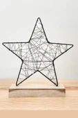 Yıldız Şekilli Ahşap Standlı LED Dekor Lamba – Işıklı Metal Çerçeve, Büyük Boy, Hediyelik - 3