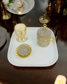 Endless Nisan Tepsisi ve Porselen Nişan Kahve Tepsisi Mor - 3