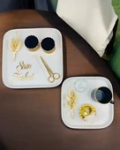 Endless Nisan Tepsisi ve Porselen Nişan Kahve Tepsisi krem - 1