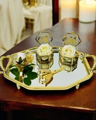 Infinity Gold Şık Söz Nişan Yüzük Tepsisi Beyaz - 1