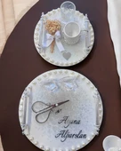 Ethereal Gümüş İncili Söz Nişan Tepsisi Beyaz - 2