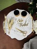 Devotiony Desenli Polyester Nişan Tepsisi  Beyaz - 1