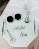 Unity Sekizgen Beyaz Nişan Tepsisi mavi - 1