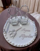 Arlo İncili Gümüş Söz Yüzük Tepsisi krem - 1