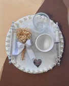 Ethereal Gümüş İncili Söz Nişan Tepsisi Beyaz - 5